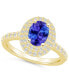 ფოტო #1 პროდუქტის Tanzanite (1-1/4 ct. t.w.) & Diamond (5/8 ct. t.w.) Oval Double Halo Ring in 14k Gold