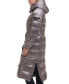 Karl Lagerfeld Womens Shine Hooded Belted Puffer Coat