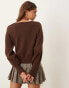 Vila soft wrap front jumper in dark brown