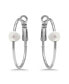 ფოტო #4 პროდუქტის White Cultured Pearl Hoop Earrings