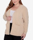 Plus Size Classic Chenille Cardigan With Pockets