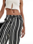 Фото #3 товара ONLY Tall wide leg trouser in black and white stripe