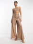 ASOS DESIGN 2 in 1 sequin jumpsuit in taupe