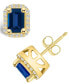 ფოტო #1 პროდუქტის Sapphire (1-3/8 Ct. t.w.) and Diamond (1/5 Ct. t.w.) Halo Stud Earrings