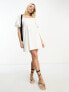 ASOS DESIGN Maternity broderie mini smock dress with curve seam in white