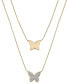 Diamond Pavé & Polished Butterfly Layered Pendant Necklace (1/6 ct. t.w.) in 10k Gold, 17" + 1" extender, Created for Macy's