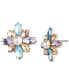 ფოტო #1 პროდუქტის Gold Tone Multi Floral Stud Earrings