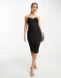 Фото #4 товара Vesper bandeau lace insert midi dress in black