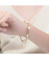 ფოტო #3 პროდუქტის Sterling Silver 14K Gold Plated Genuine Freshwater Pearl and Cubic Zirconia Link Oval Spring Adjustable Bracelet