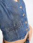 Levi's Jaylah denim waistcoat vest in mid blue BLAU, XS - фото #3