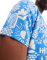 Фото #2 товара Hunky Trunks abstract print beach shirt co ord in blue