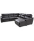 Фото #12 товара Gabrine 5-Pc. Leather Sectional with 2 Power Headrests and Chaise, Created for Macy's
