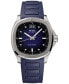 ფოტო #1 პროდუქტის Men's Swiss Automatic Multifort Blue Rubber Strap Watch 41mm