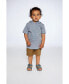 Boy Hooded T-Shirt With Crocodile Print Blue And Rust Stripe - Child