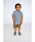 Фото #3 товара Boy Hooded T-Shirt With Crocodile Print Blue And Rust Stripe - Child