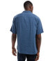 Abercrombie & Fitch short sleeve seersucker stripe shirt relaxed fit in mid blue