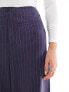 ASOS DESIGN Tall high waisted wide leg trouser trouser with raw edge detail in navy stripe