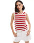 Фото #1 товара Stradivarius crochet tank top in red stripe