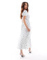 New Look floral milkmaid midi dress in white