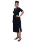 Фото #1 товара Women's Contrast-Trim Short-Sleeve Midi Dress