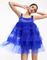 Фото #1 товара Amy Lynn Bobby tiered tulle mini dress in cobalt