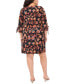 Plus Size Floral-Print Bell-Sleeve Shift Dress