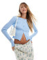 Фото #1 товара ASOS DESIGN button front cardigan with frill in baby blue