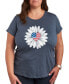 Air Waves Trendy Plus Size Flower Flag Graphic T-shirt