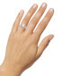 ფოტო #2 პროდუქტის Lab-Grown Emerald (7/8 ct. t.w.) & Lab-Grown White Sapphire (1/3 ct. t.w.) Double Halo Three Stone Ring (Also in Additional Gemstones)