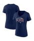Фото #1 товара Women's Navy New England Patriots Team Banner Wave V-Neck T-shirt