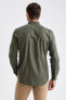 Erkek Khakı Modern Fit Uzun Kollu Oduncu Gömlek S5303AZ20WN