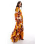 Фото #1 товара ASOS DESIGN high neck smock maxi dress with frill detail in blurred floral print