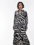 Фото #2 товара Topshop ruch side midi shirt dress in satin mono animal print