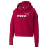 Puma Ess+ Cropped Metallic Logo Pullover Hoodie Womens Red Casual Outerwear 5868