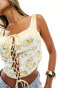 Love Triangle lace up corset top in yellow Zitrone geblümt, 40 - фото #3