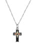 Cross Pendant 18" Necklace in Sterling Silver with 12K Rose and Green Gold