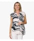 Women's V-neck Henley front EcoVero Easy Top Making waves print, Средний - фото #1