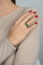 Striking silver ring with green zircons RI066WG