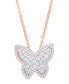 Фото #1 товара Macy's cubic Zirconia Butterfly Necklace in Fine Rose Gold Plate or Fine Silver Plate