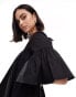 Фото #2 товара ASOS DESIGN mini smock dress with oversized sleeves in black