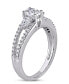 Фото #2 товара Кольцо Macy's Diamond Oval-Shape 3-Stone Engagement, 14k White Gold