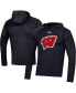 ფოტო #2 პროდუქტის Men's Black Wisconsin Badgers School Logo Raglan Long Sleeve Hoodie Performance T-shirt