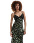 Reclaimed Vintage slip dress with lace inserts in black floral print