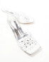Фото #6 товара Public Desire Shelly mid heeled sandal with clear embellished strap in silver