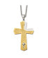 ფოტო #1 პროდუქტის Yellow IP-plated Lord's Prayer Cross Pendant Curb Chain Necklace