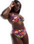 Фото #2 товара ASOS DESIGN Curve Lillie high leg high waist bikini bottom in multi abstract print