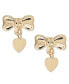 Bow and Heart Drop Earrings in 14k Gold