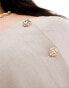 4th & Reckless Plus bandeau gold button detail top in beige