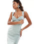 Фото #2 товара Vesper cut out detail front split midaxi dress in sage green