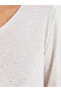 Фото #9 товара LCW Grace V Yaka Baskılı Uzun Kollu Kadın Tişört